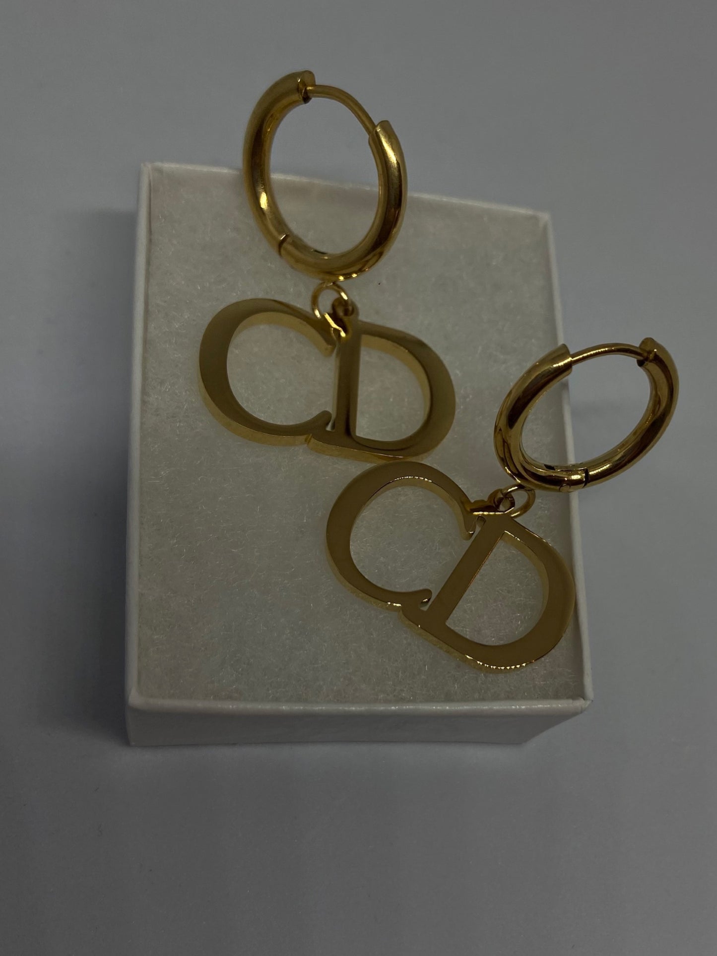 Stainless Steel Luxury Gold Dangle Hoops