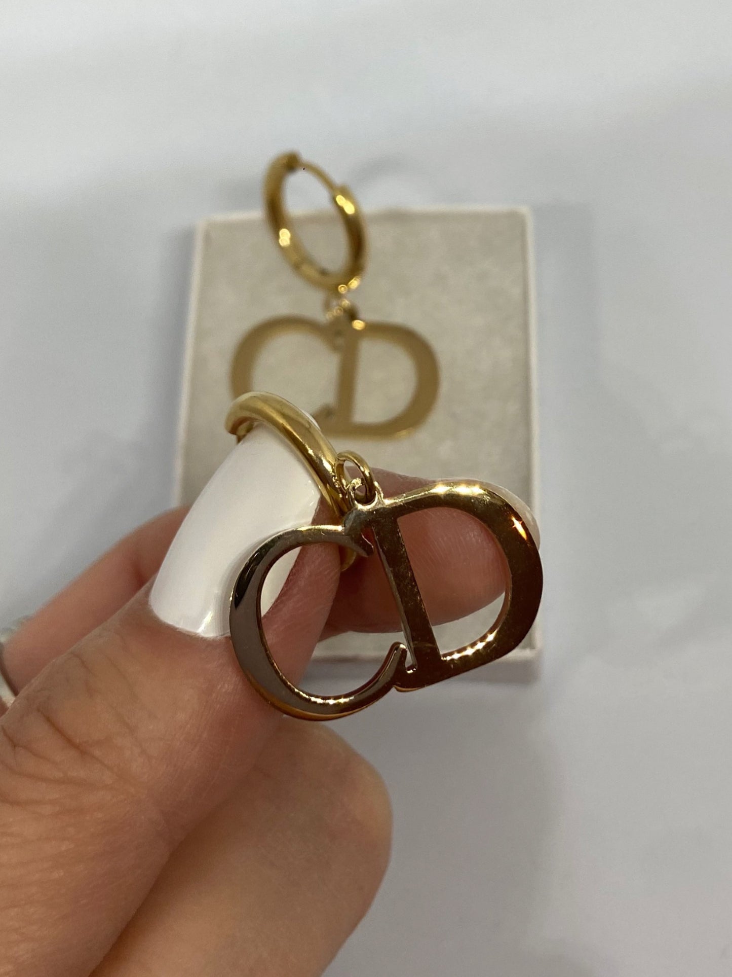 Stainless Steel Luxury Gold Dangle Hoops