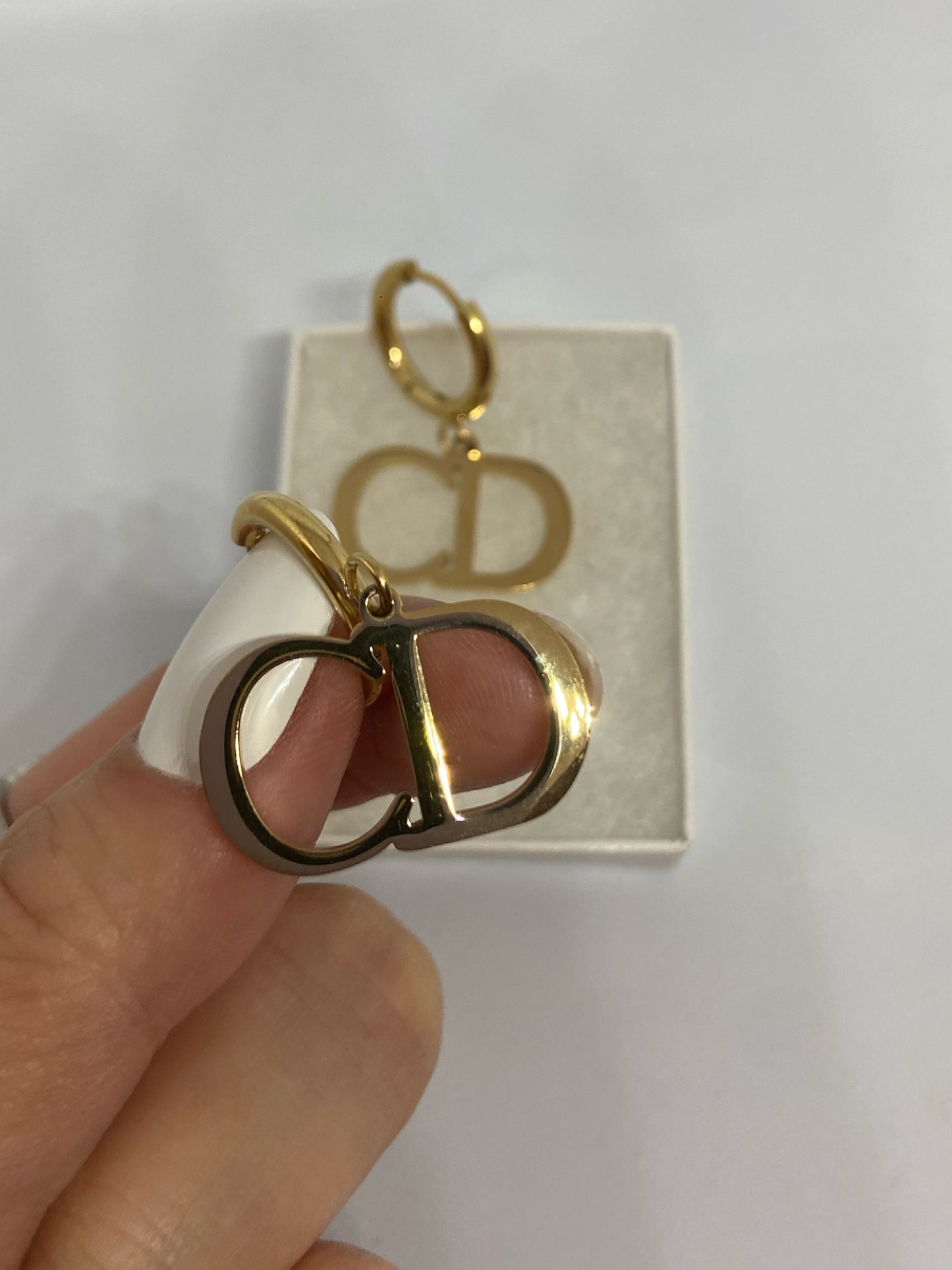 Stainless Steel Luxury Gold Dangle Hoops