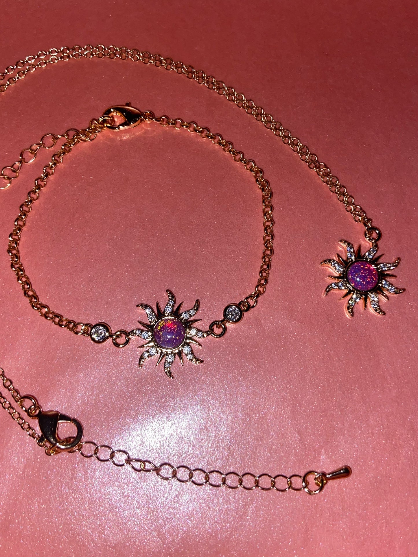 Rapunzel inspired sun charm necklace and bracelet