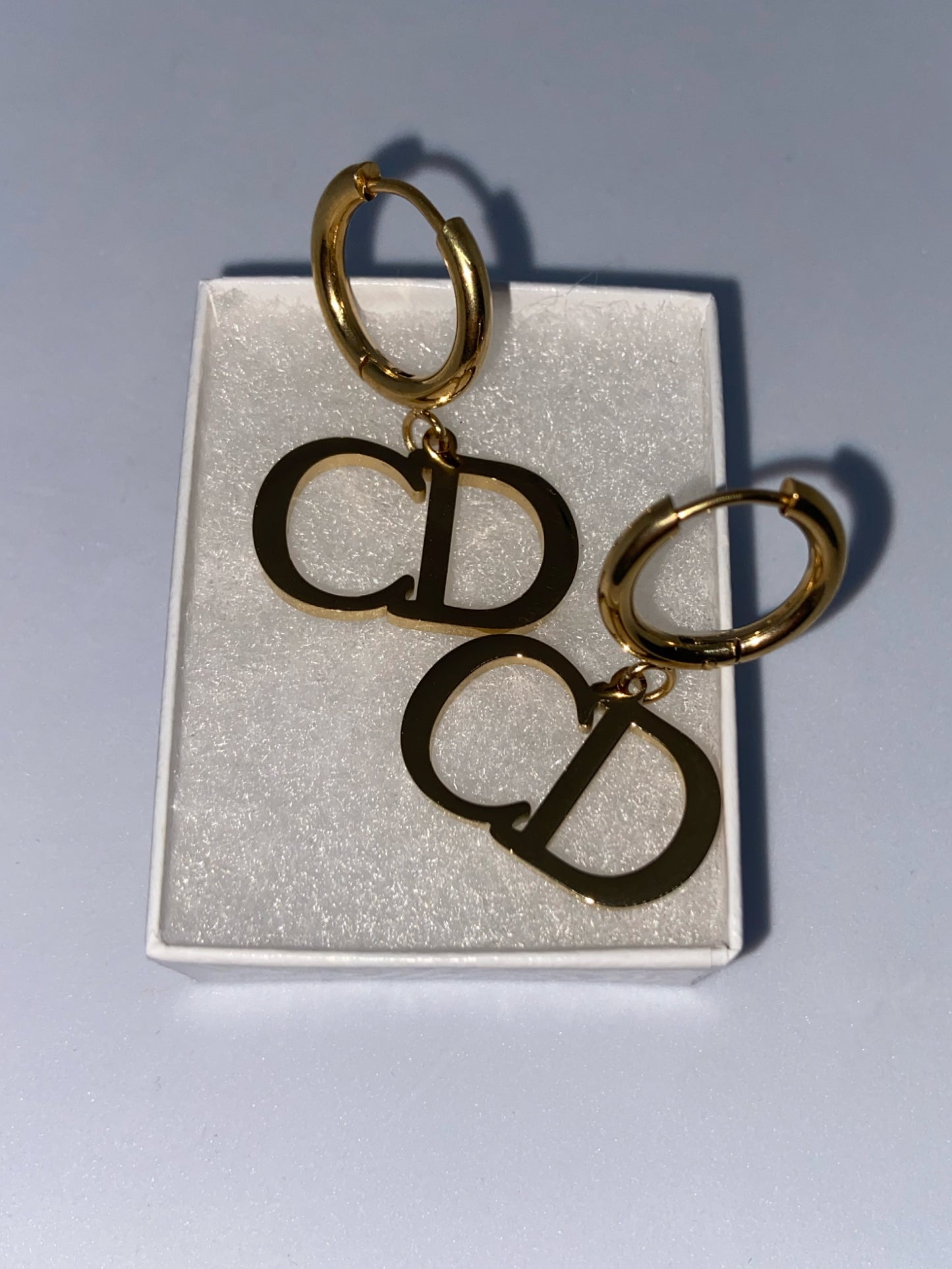 Stainless Steel Luxury Gold Dangle Hoops
