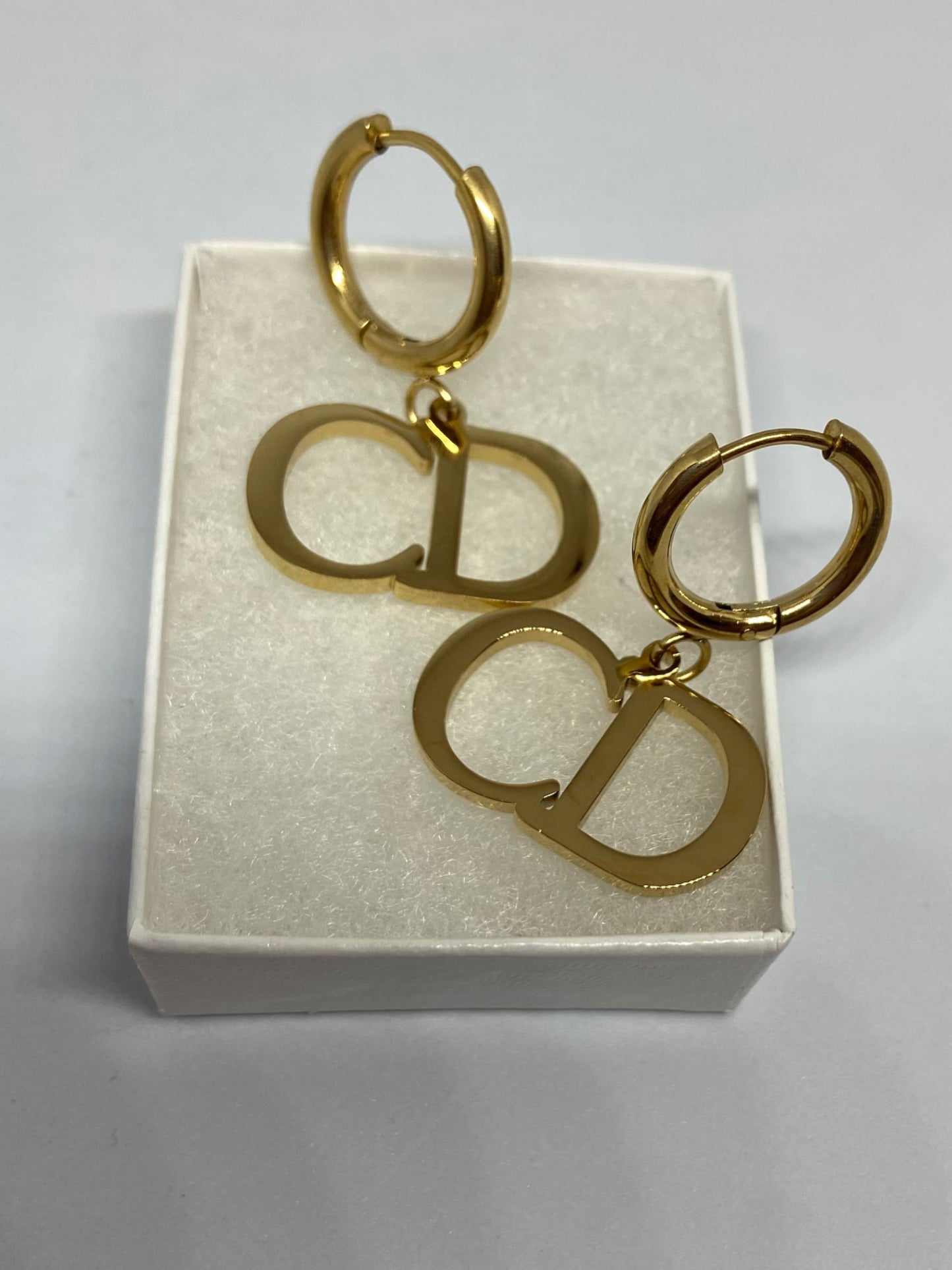 Stainless Steel Luxury Gold Dangle Hoops