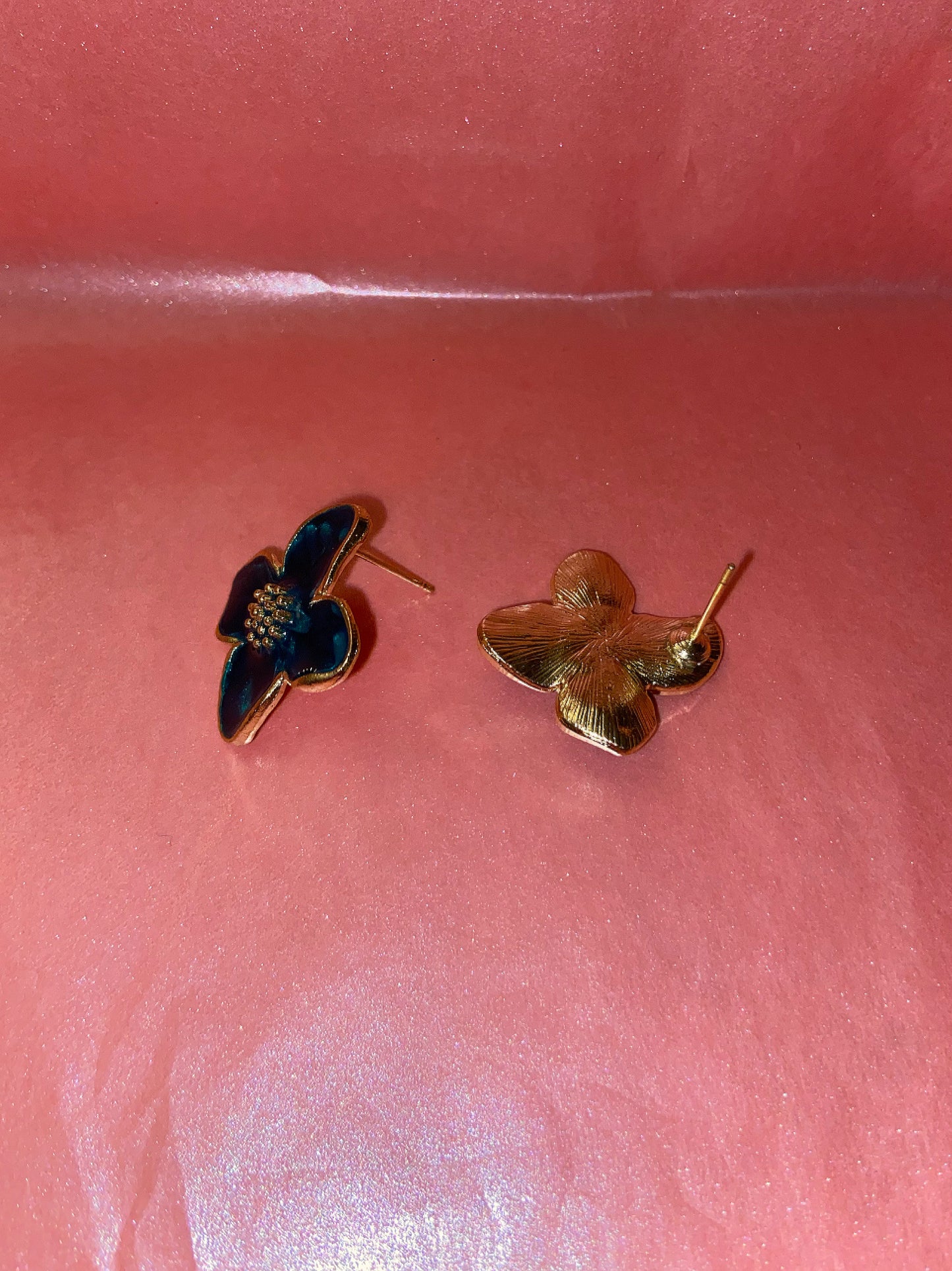 18k Gold Plated Green Pearlescent Statement Flower Earrings (Last few left)