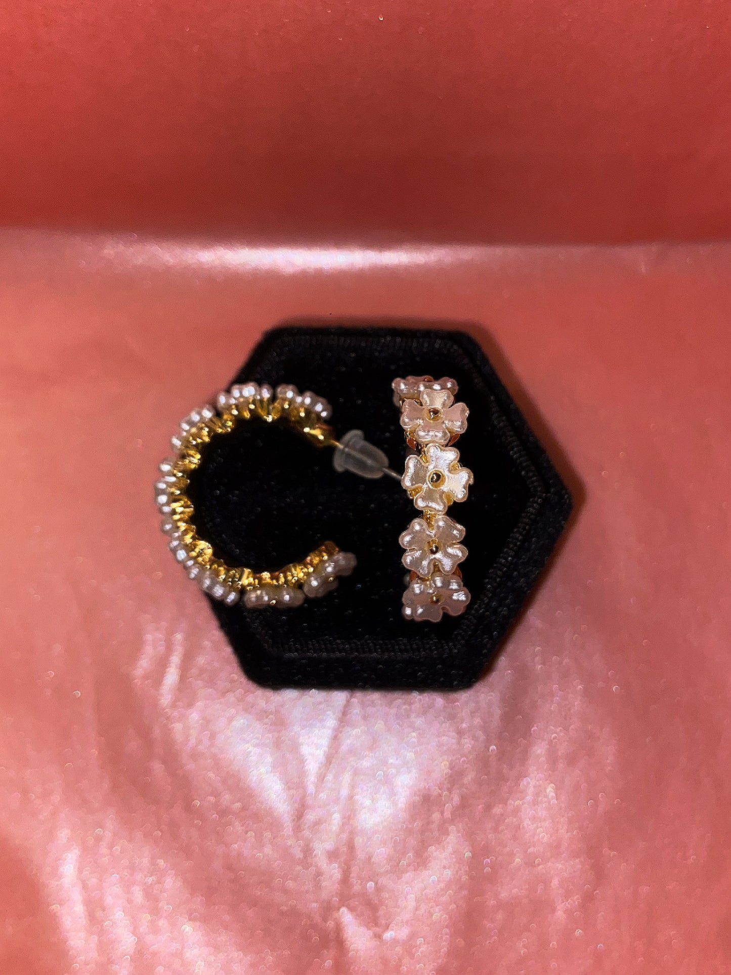 Pearlescent Flower Hoop Earrings (Last few left)