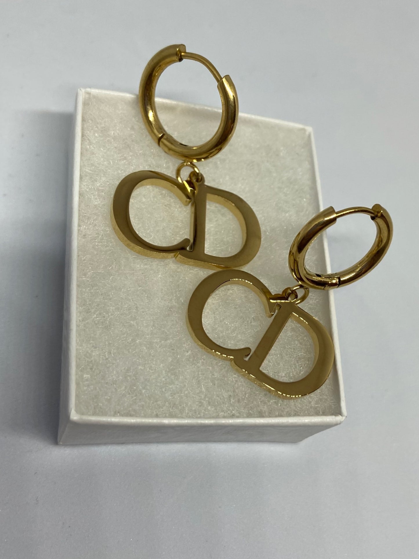 Stainless Steel Luxury Gold Dangle Hoops