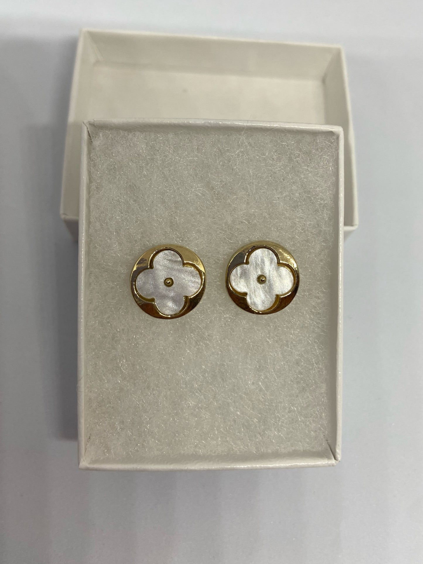 14K Gold Plated Clover Stud Earrings