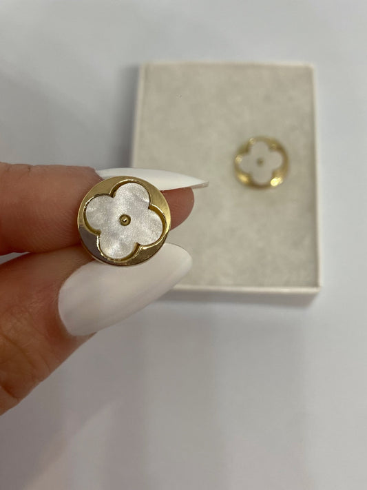 14K Gold Plated Clover Stud Earrings