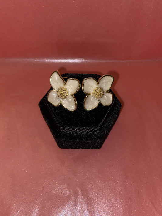 18K Gold Plated Cream Pearlescent Statement Earrings (Last few left)